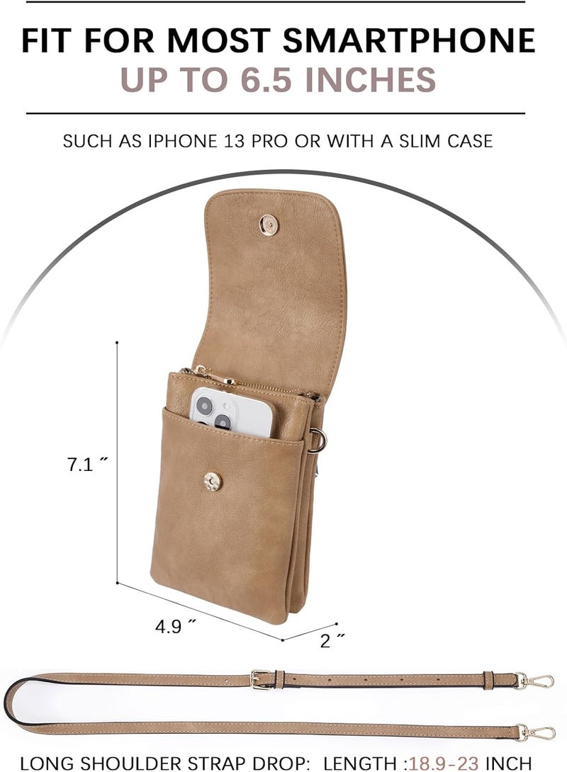 Bostanten Vegan Leather Small Crossbody Bags for Women Designer Cell Phone Bag Wallet Purses Adjustable Strap - Image 5
